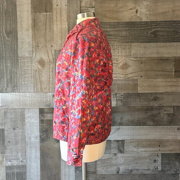 Handmade reversible sparkly floral button up jacket medium feminine coastal fall - Picture 10 of 13